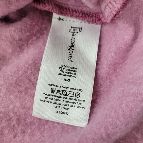 Pajamagram Sweatshirt Women M Pink Fleece Funnel Neck Long Sleeve Pullover - Picture 7 of 13